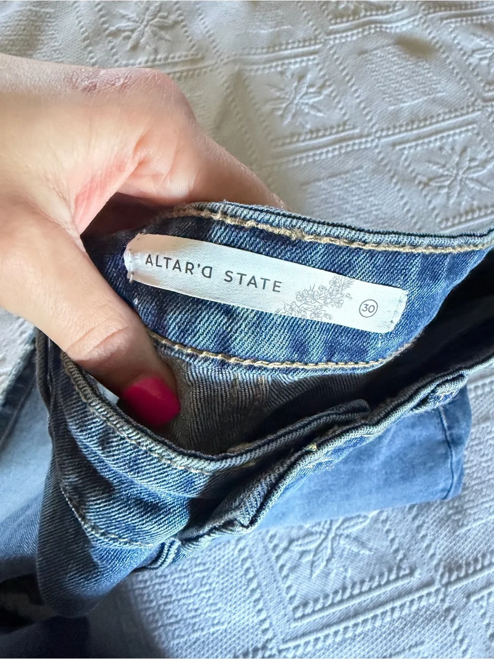 Altar'd State Kancun Blue Denim Shorts